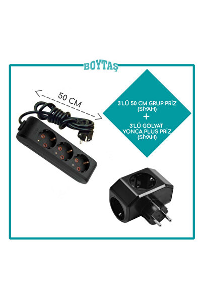 VİKO 50 CM / 3'LÜ SİYAH GRUP PRİZ + SİYAH YONCA PLUS GOLYAT PAKET /ÖZNUR KABL...