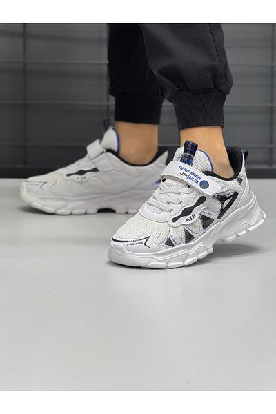 homiro Pantofi sport pentru copii cu talpă Faylon cu bandă unisex-alb-negru
