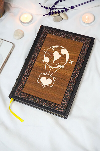 markcat Thermo Leather and Wood Lined Flying Balloon Themed Notebook - Gift (...