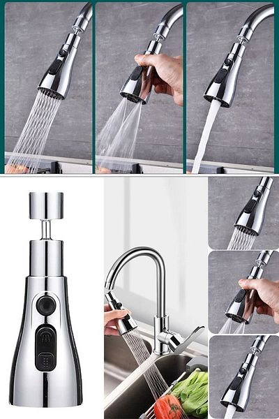 Yayke 1Pc 3-Function Metallic Faucet Head - with Mode and Swivel Head