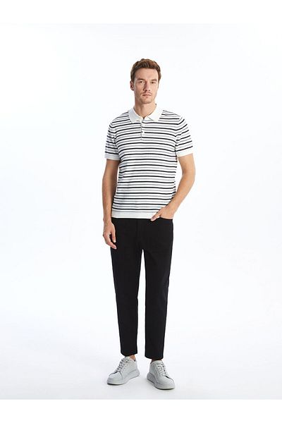 LC Waikiki New Season Polo Neck Short Sleeve Striped Men's Knitwear (S50173Z8)
