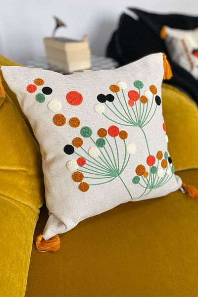 e-Bizz Store 1 Throw Pillow Cover with Punch Embroidery