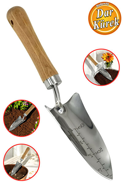 Badem10 Kürek Bahçe Küreği Ölçekli Bahçıvan Saksı Çiçek Bitki Mini El Küreği Fide Toprak Hobi Dar 32 cm