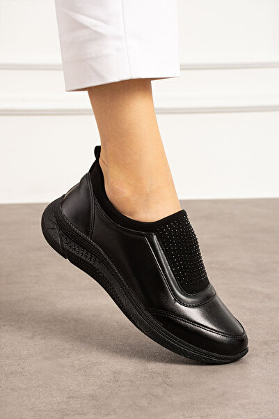 Shakrak Kadın Taba Streç Taşlı Ortopedik Anne Ayakkabı Günlük Kadın Ayakkabı