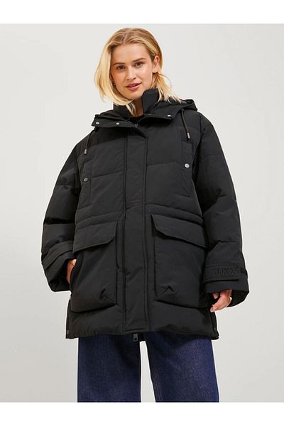 Jack & Jones Parka neagră pentru femei Jack&jones cu glugă, cu o formă relaxată 12236481