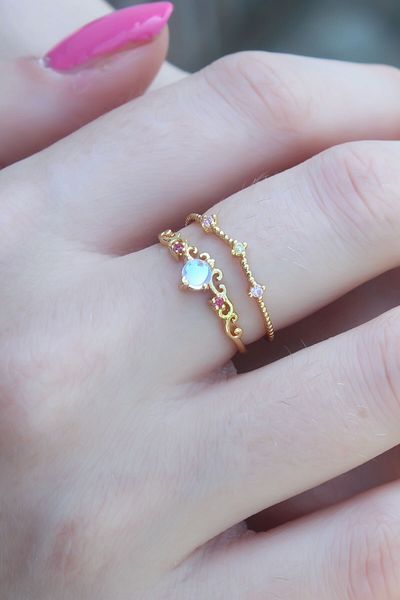 Skygo Gold Color Zircon Stone Crown Model Women's Ring - TJ-BYK2665