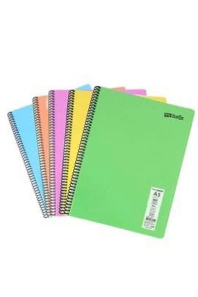 Tokaç Notebook on the Spiral Plastic Cover A4 60 Sheets 5 Pcs Ruled and Plaid