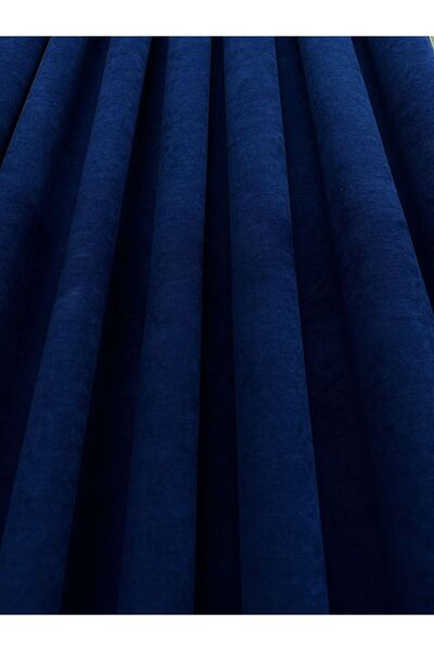 Perde Pendik تلميع الجزيرة - أزرق داكن فاتح، وشاح واحد، بطيات ضيقة 1/3، ستارة خلفية فاخرة مناسبة لجميع الغرف