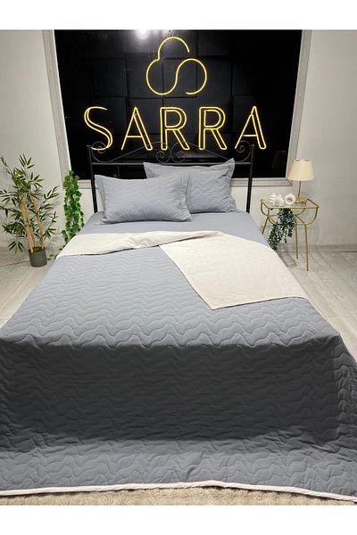 sarra Anthracite Home Double Quilted Bedspread