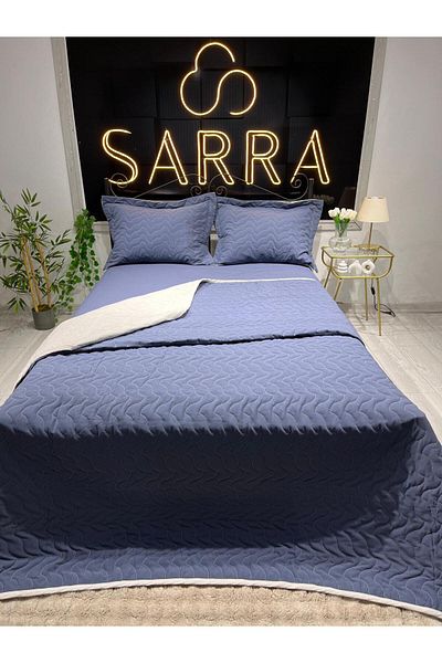 sarra Home Navy Blue Double Winter Quilted Bedspread
