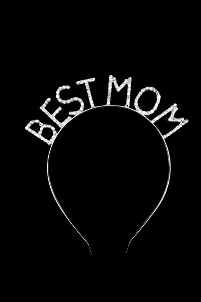 Larenya Mom To Be Kuşak Ve Best Mom Metal Taç & Baby Shower Set & Beyaz Gümüş Kuşak Gümüş Taç