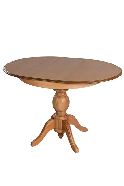 Reyo Açılır Yuvarlak Baba Ayaklı Yemek Masası, Mutfak Masası Naturel 90cm (AÇILIR 120CM)