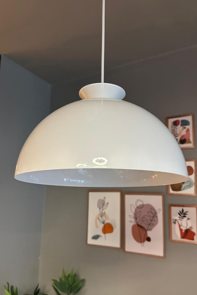 Bamyum Yimpi Beyaz Avize Beyaz Kase Başlık Tekli Sarkıt Salon Kuaför Cafe Dek...