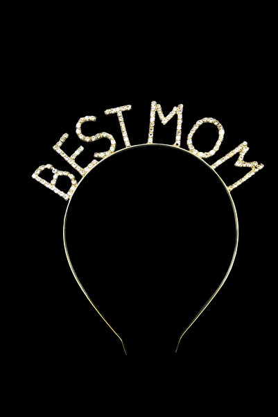 Larenya Mom To Be Kuşak Ve Best Mom Metal Taç & Baby Shower Set & Beyaz Altın Kuşak Altın Taç
