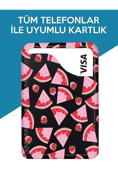 omix X3 X4 X5 X6 X7 X300 X500 X400 X600 X700 Compatible Watermelon Patterned Leather 3m Card Holder Case
