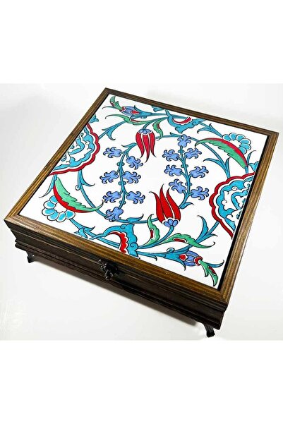 Çini Evi Tulip Motif Wooden Storage Box