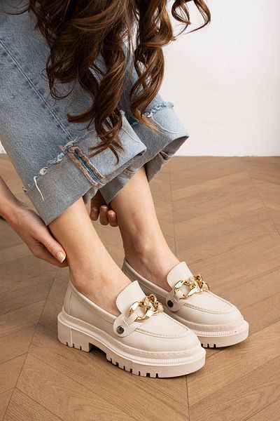 BeBeQ Store Дамски мокасини с три катарами Roma Beige Skin