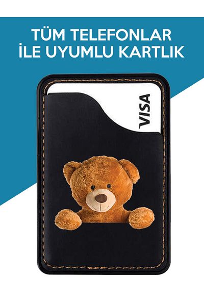 TECNO Pova Neo 2 3 4 5 6 Pro Compatible Brown Teddy Pattern Leather 3m Card Holder Case