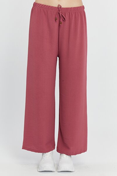 Muzzem Women's Elastic Waist Wide Leg Loose Summer Trousers Aerobin Fabric