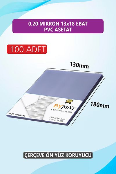 bymat 13X18 cm Pvc - Frame Front Face Protection - 100 Pieces - Photo Protector - Acetate 0.20 Micron