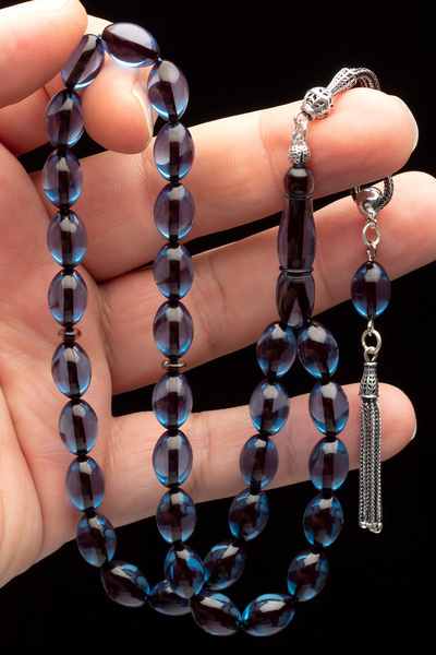 OTTOTESBİH Mărgele de rugăciune din chihlimbar de foc cu ciucuri de argint certificat 8x12mm