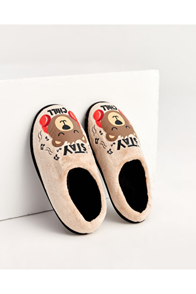 Chirpy Ανδρικές παντόφλες για το σπίτι Zippo-k- Bear Figured Cream