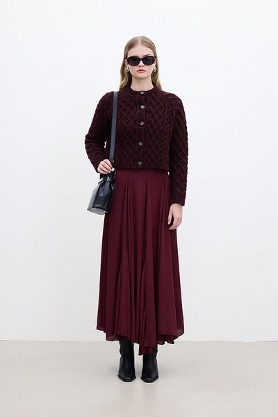 Manuka Burgundy Hair Braided Cardigan