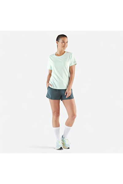 Decathlon Kiprun Kadın Koşu Tişörtü - Mavi/yeşil - Kiprun Run 500 Dry