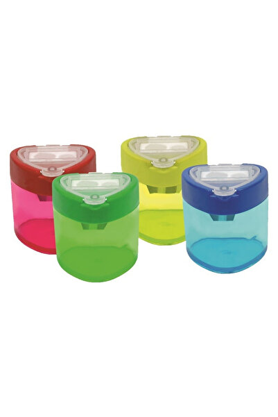 Bubu هذه مبراة أقلام رصاص شفافة ذات ثلاثية الأضلاع مع حجرة مزدوجة بأربعة ألوان