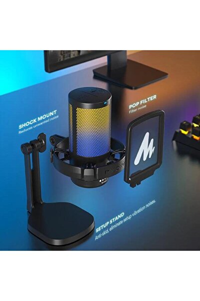 MAONO DGM20 Condenser Usb Rgb Mikrofon (Beyaz)