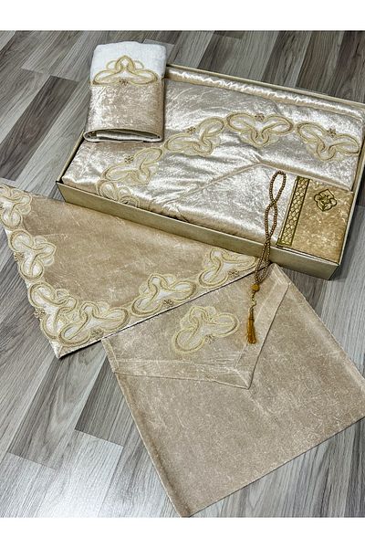 AYHANHOME 6 τεμάχια Velvet French Laced Dowry Bundle Boxed Prayer Mat Team Σετ γαμπρού νύφης