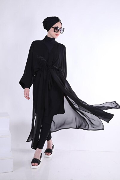 ns tasa Basic Lace-Up Black Design Hijab Pareo