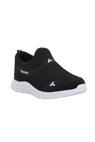 homiro Children's Sneakers - Laceless Knitwear, Black and White