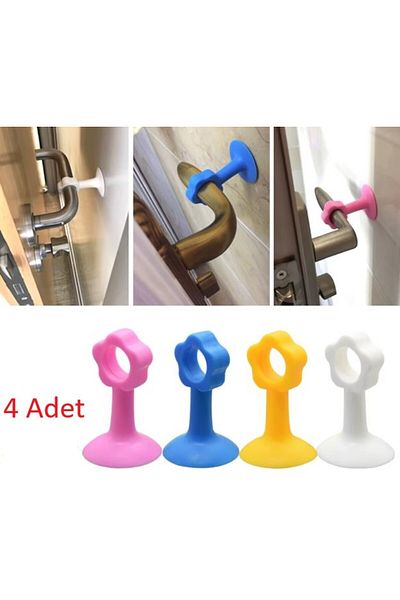CMT White Set of 4 Suction Cup Snap Door Handle - Stopper
