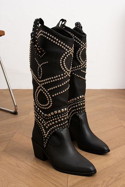 BeBeQ Store Bianca Black Women's Trock Thick Heeled Boots
