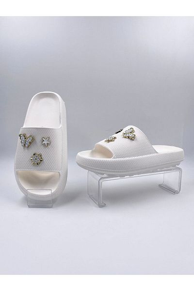 Babetty Stylish Lightweight Comfortable Beach Sea Pool Slippers with Butterfly Stones