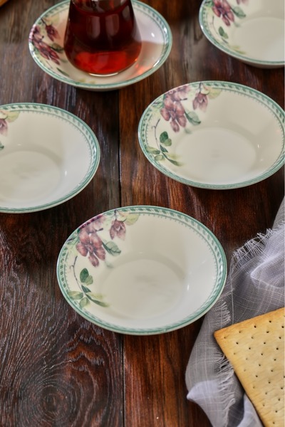 Cooker 6 Adet Desenli Porselen Çay Tabağı