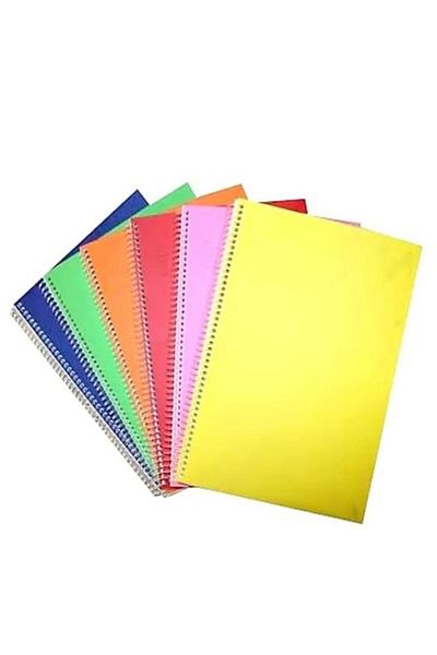 Tokaç Notebook on the Spiral A4 72 Sheets Plastic Cover Striped and Checked 5 Pcs