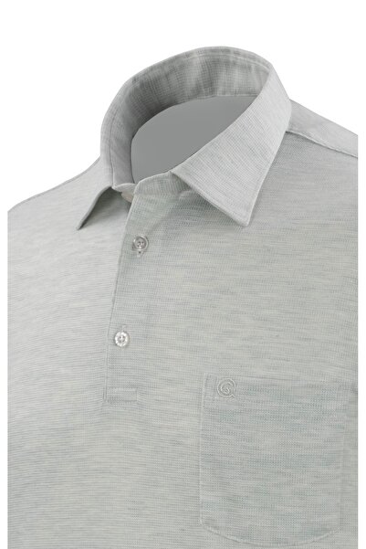 Çizgi Triko Ανδρικό πουκάμισο γιακά βαμβακερό μπλουζάκι με τσέπες με κουμπιά Classic Fit - 5101