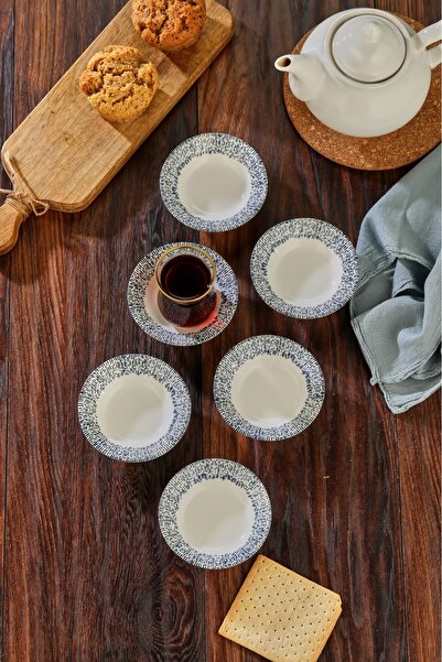 Cooker 6 Adet Desenli Porselen Çay Tabağı