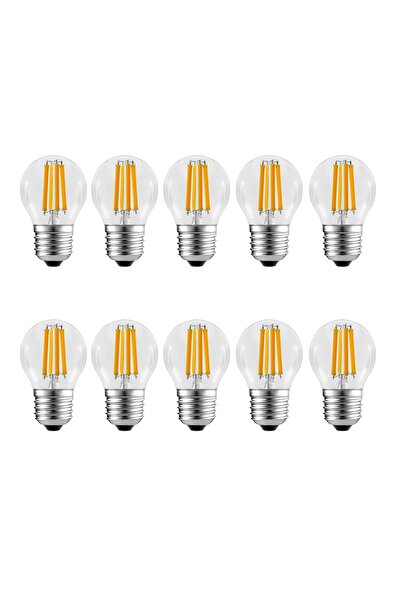 Coral Light 6 Watt Mini Top Ampul Led Filament G45 Şeffaf Cam Rustik Ampul E27 Duy 3000k Gün Işığı 10 Adet