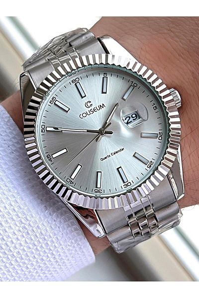 Coliseum Men's Watch - Steel Band and Calendar Dial, Ft.Cls.E014