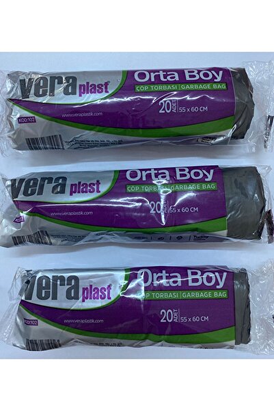 veraplast 55x60 Orta Boy Çöp Poşeti 20 x 3 rulo ( 60 adet )
