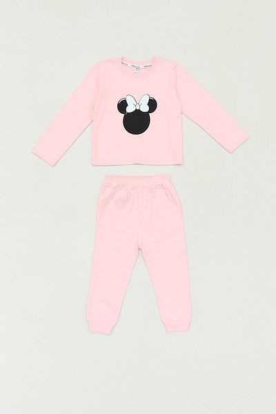 Fulla Moda 100% Cotton Bow Detailed Printed Jogger 3-Piece Girl's Set