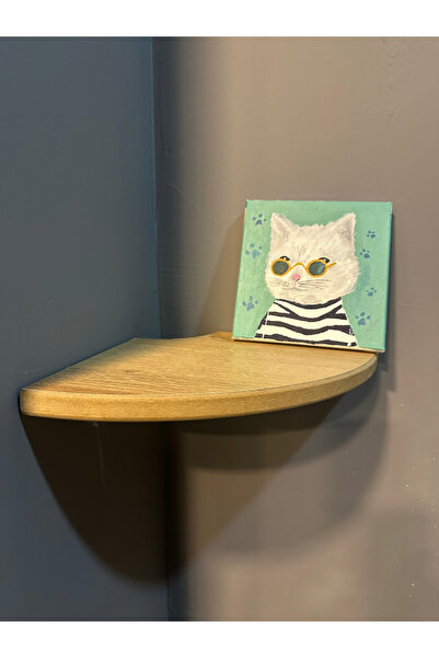 akçehome Yuvarlak Köşe Raf, Rafın Kesik Köşesi, Ahşap Yüzer Açık Kahverengi R...