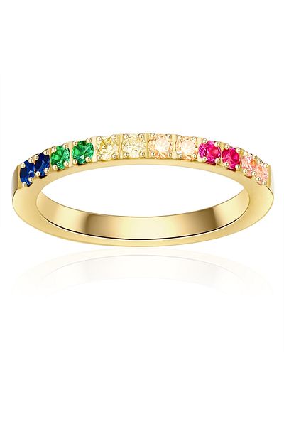 eastside Edelstahlring Ring Edelstahl Gelbgold Zirkonia Bunt