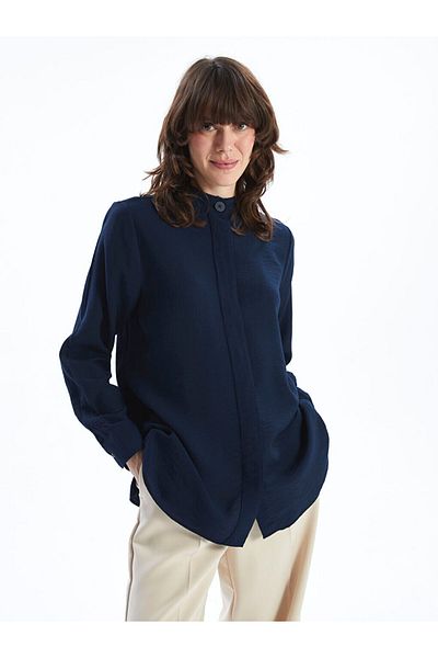 LC Waikiki Lcwaikiki Classic Navy Blue Prevailing Collar Women's Shirt Tunic