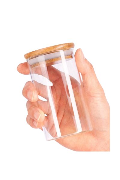 PERLAEVKAHVE 8 Pieces of Spice Rack with Bamboo Lids (4X370 Ml+4X200 ml)