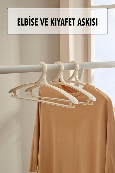 EWs 3-Piece Wide Clothes and Clothes Hanger White 43 cm Hanger