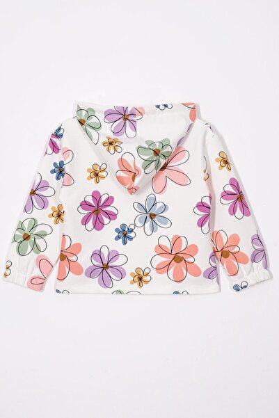 zepkids Flower Printed Hooded Spanish Leg Light Powder Color Girls' Pants Set